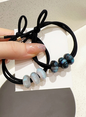 2025年新款发圈头绳女细闪蓝色高弹力扎头发马尾皮筋高级感发绳