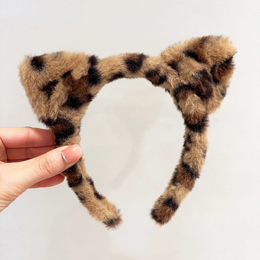 豹纹毛绒洗脸发箍敷面膜发卡