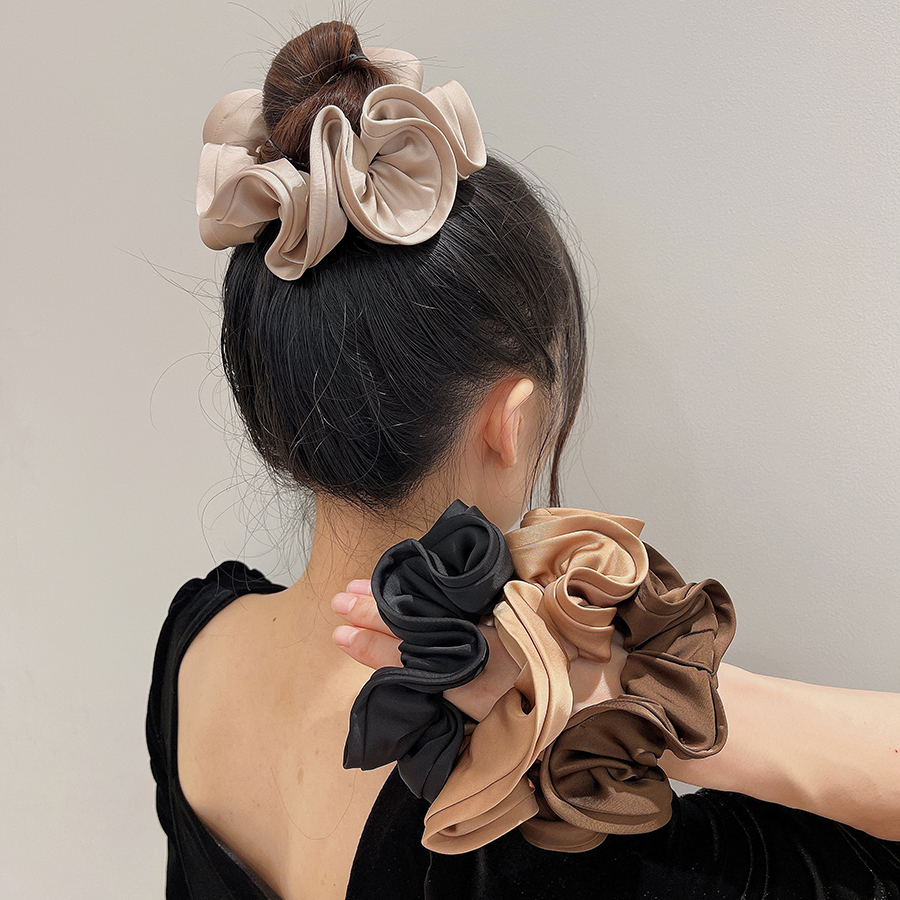 法式高级感花苞头大肠圈发圈头绳女网红皮筋扎丸子头气质马尾发绳