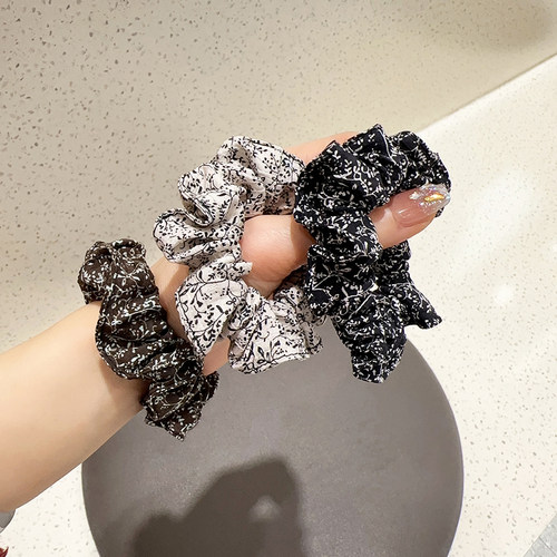 碎花边小肠发圈扎丸子头发绳发饰