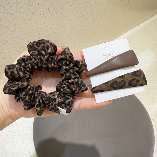 韩系豹纹发夹侧边夹咖色对夹发卡