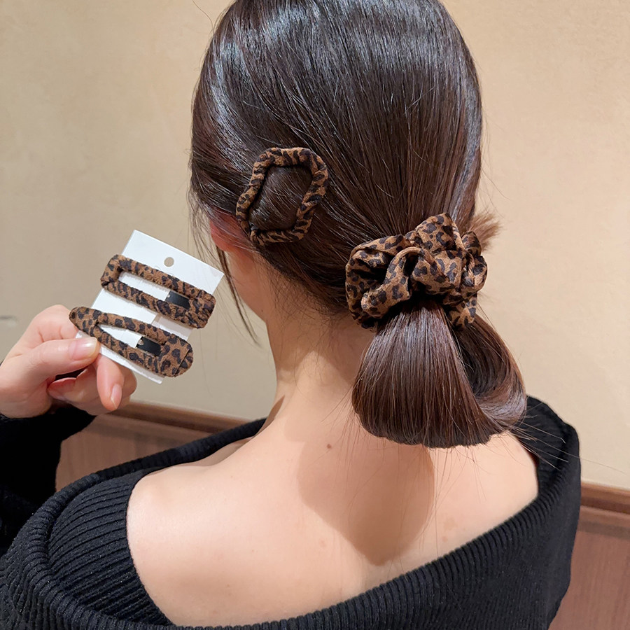 时尚气质豹纹丝绒云朵发夹刘海夹