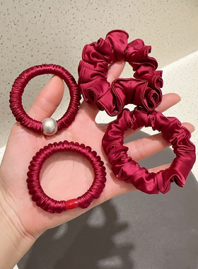 新年发饰红色发圈本命年头绳小肠发圈韩系高级感皮筋扎马尾发绳女