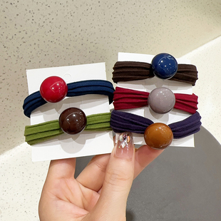 可爱发绳扎马尾头绳粗皮筋女童发饰 不伤发高弹力彩色豆豆发圈韩版