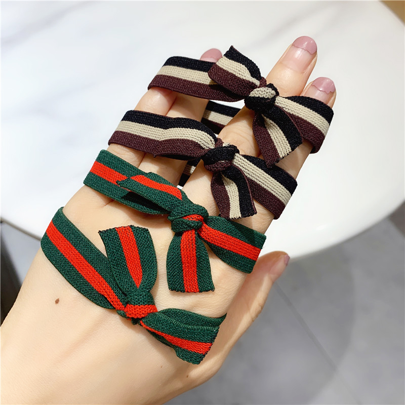红绿条纹头绳彩色打结头绳发圈