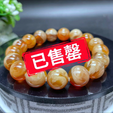 【李氏珠宝】馆藏级近12猪油蜜蛋黄溶洞双蜜蜡手串无瑕疵缅甸琥珀