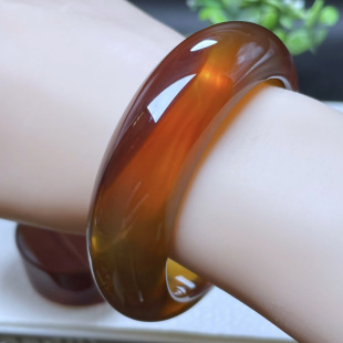 精品56.8圈19宽金红血蜜手镯无瑕疵天然缅甸琥珀 李氏珠宝