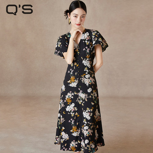 QS秸熙优雅印花连衣裙