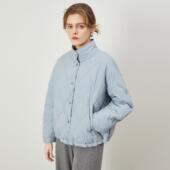 qs秸熙2025秋冬气质通勤小立领保暖棉服女外套宽松慵懒风休闲上衣