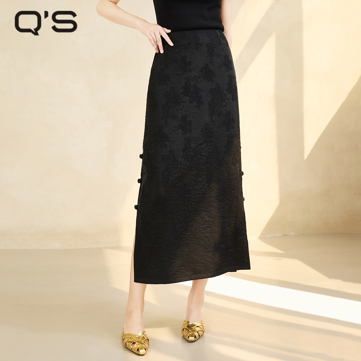 秸熙中式提花显瘦半身裙