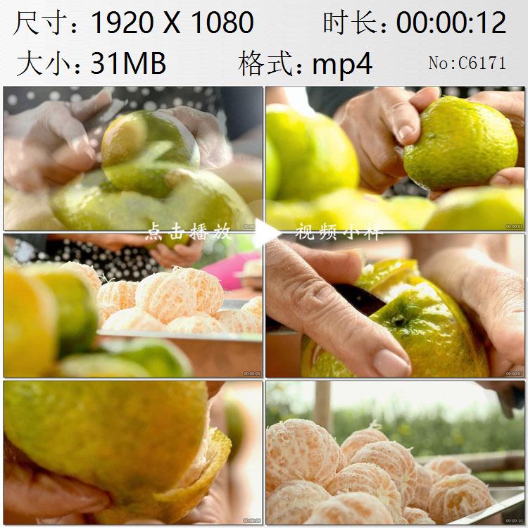 橘子桔子柑剥皮陈皮制作生产高清实拍视频素材