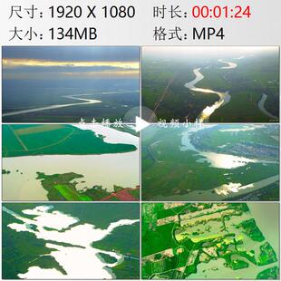 航拍安徽境内淮河流域两岸农田皖北平原稠密水网泛滥实拍视频素材