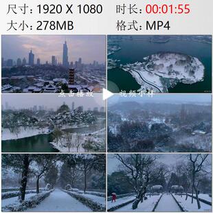 航拍江苏南京冬天雪景古鸡鸣寺玄武湖明孝陵巨大石兽实拍视频素材