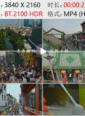 济南全景芙蓉街拥挤行人人群特色小吃高清实拍视频素材