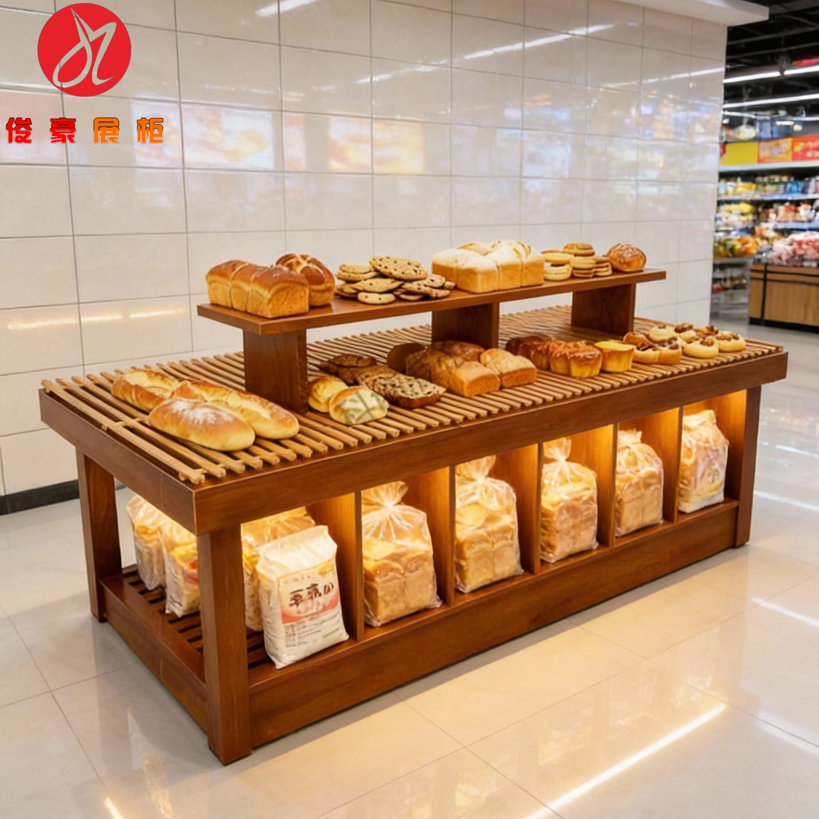 原木面包展示柜日式面包柜敞开式面包柜木制面包柜展示柜