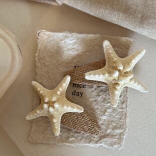 海岛假日海星草编发夹海边度假风侧边夹刘海小夹子发卡发饰