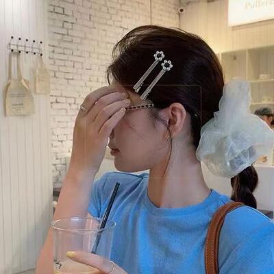 欧尼同款银色花朵发夹韩系ins简约高端夹子前额刘海夹女