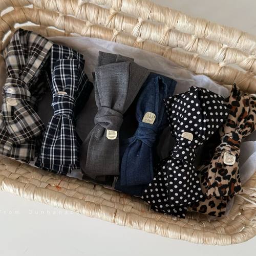 复古豹纹蝴蝶结香蕉夹发夹女款