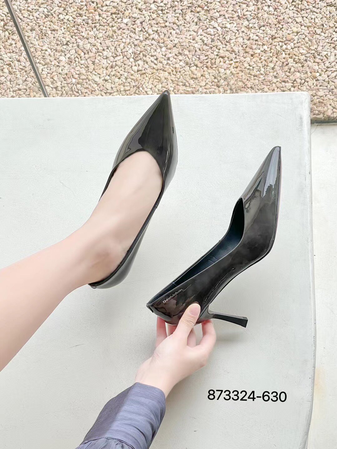 刺玫瑰正品女鞋2024秋牛漆皮尖头气质高跟优雅一脚蹬真皮单鞋630