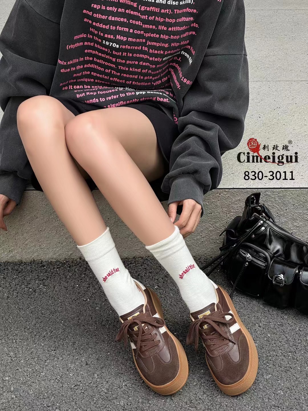 刺玫瑰正品女鞋2024秋季真皮时尚拼色厚底系带运动休闲板鞋3011