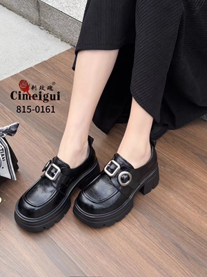 刺玫瑰正品女鞋2025春真皮手抓纹厚底高跟时尚扣带乐福鞋0161