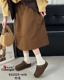 刺玫瑰正品女鞋2025秋舒适厚底磨砂牛皮包头复古勃肯拖鞋608