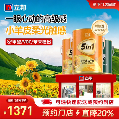 立邦竹炭抗甲醛五合一小羊皮效果漆B4家用墙面乳胶漆涂料油漆同城