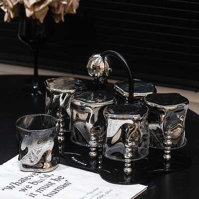 高颜值喝水杯子耐热玻璃杯轻奢威士忌杯收纳置物杯架家用待客套装