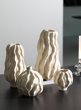 ins侘寂风陶瓷花瓶 客厅玄关插花摆件抽象艺术家居软装饰品