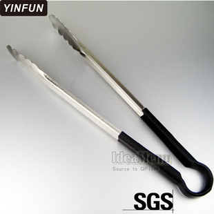 加厚加长食品夹子烧烤夹食物夹菜夹 不锈钢牛排面包夹烘焙夹 46CM