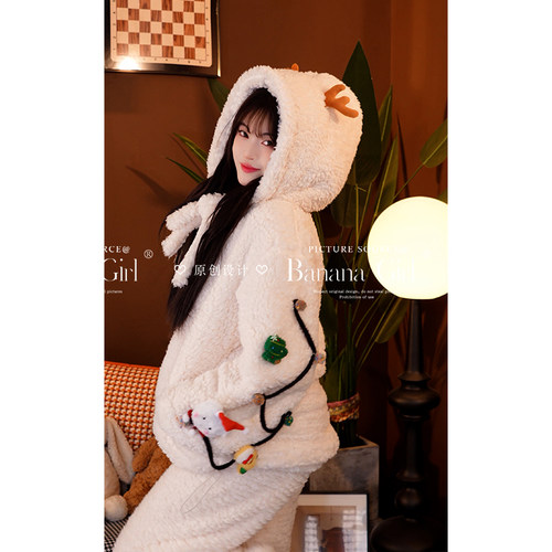 bananagirl加厚加绒女士睡衣