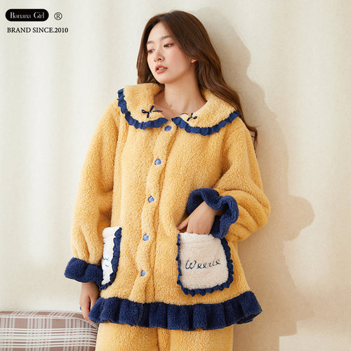 bananagirl加厚保暖开衫睡衣