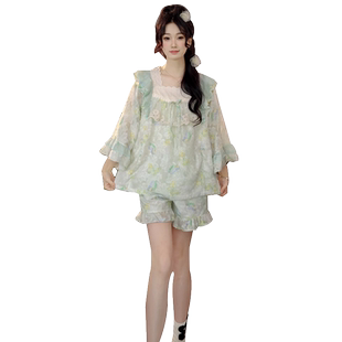 Bananagirl睡衣女款春夏季新款法式甜美减龄套装家居服可外穿女薄