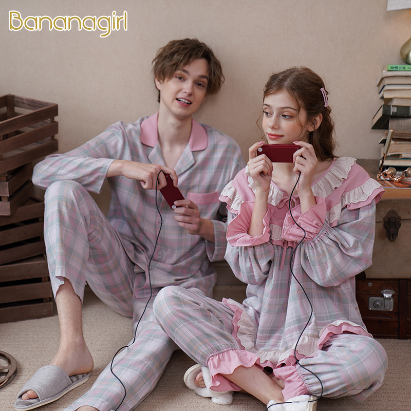 Bananagirl情侣睡衣简约格子
