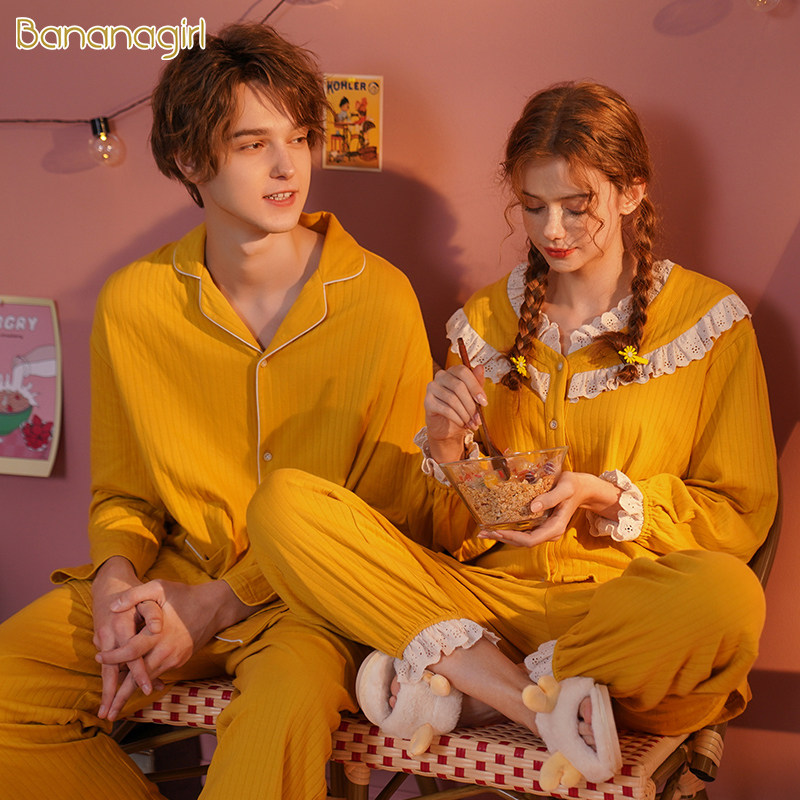 Bananagirl情侣睡衣春秋纯棉长袖简约甜美开衫女士家居服宽松套装,女士内衣/男士内衣/家居服,睡衣/家居服套装,淘宝优惠券,粉丝福利购,淘宝优惠卷