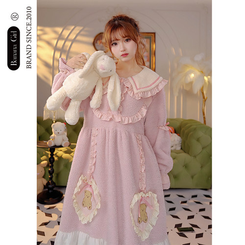 bananagirl加厚保暖女士睡裙