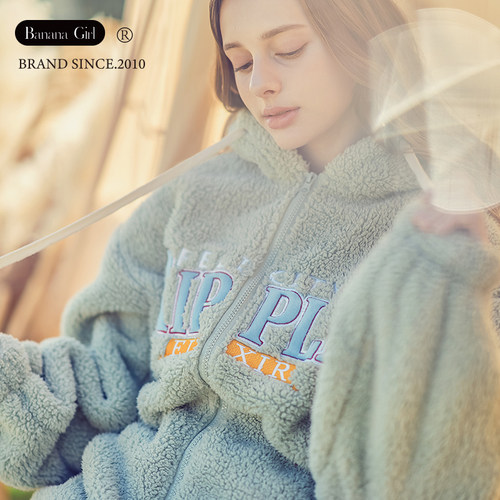 bananagirl女士连帽加厚睡衣