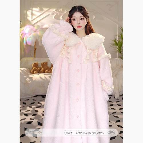 Bananagirl冬季新款加厚保暖睡袍