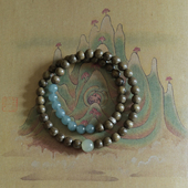 金丝楠乌木老料双圈手串手链蓝翡翠和田青白玉低调华丽国风女饰品