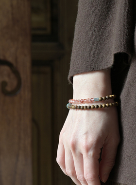 清浅时光文莱老料沉香双圈手串冰飘南红佛珠手链沉水级安神助眠女