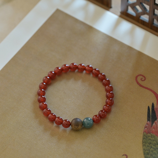 异木石行冰透红玛瑙手串手链沉香蓝翡个性仙气小众百搭显白饰品女