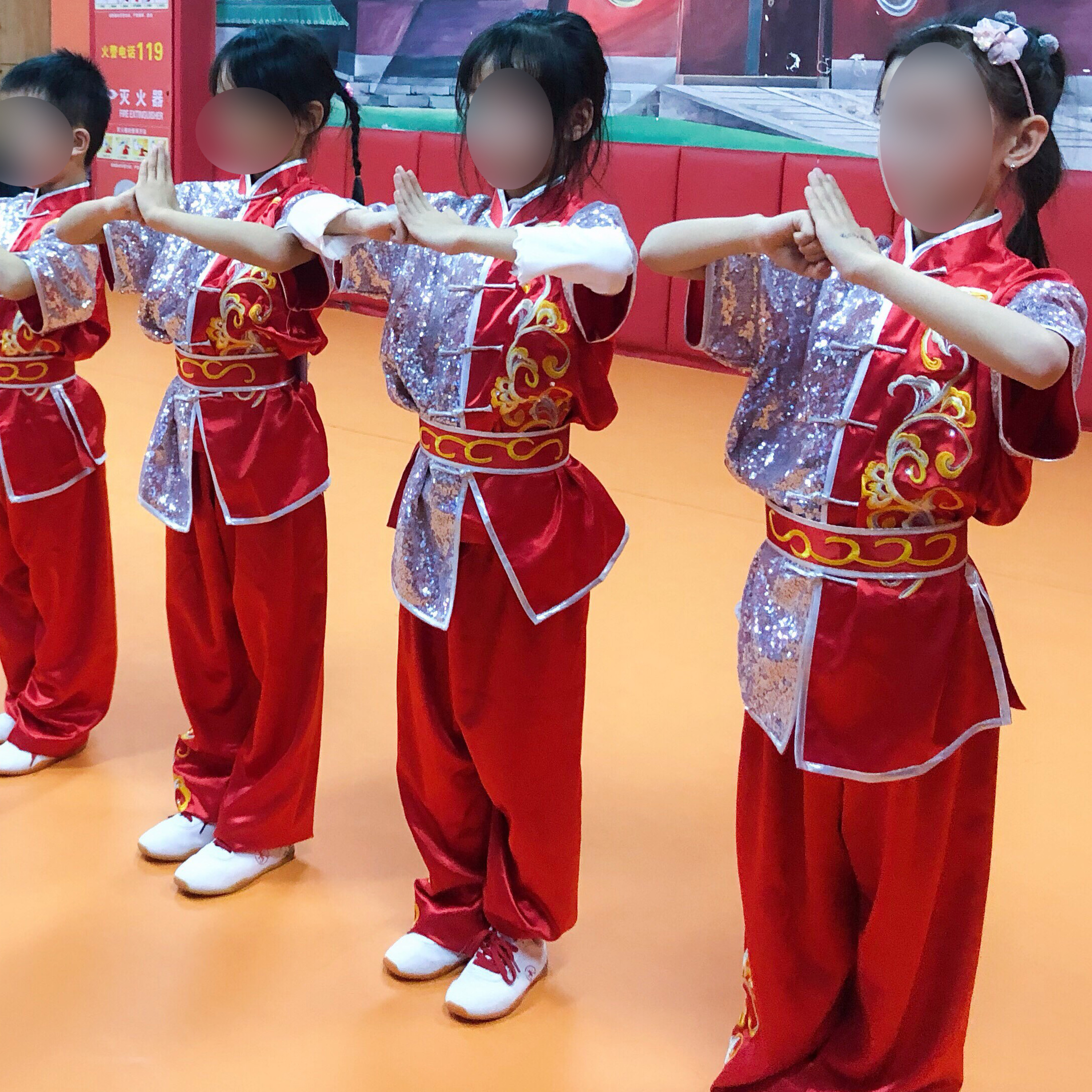 短袖长拳南拳武术服龙刺绣男女款套路练功夫训练服比赛表演彩服装