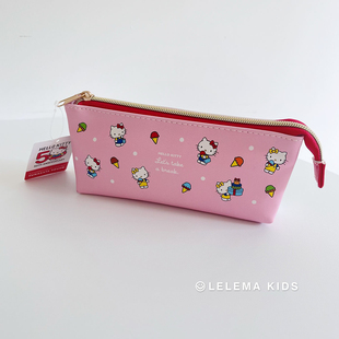 日本购三丽鸥hello Kitty50周年限定卡通笔袋双层便携文具袋A/B面