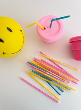 LLM｜韩国beemymagic独立包装一次性彩色吸管外出便携 塑料可弯曲