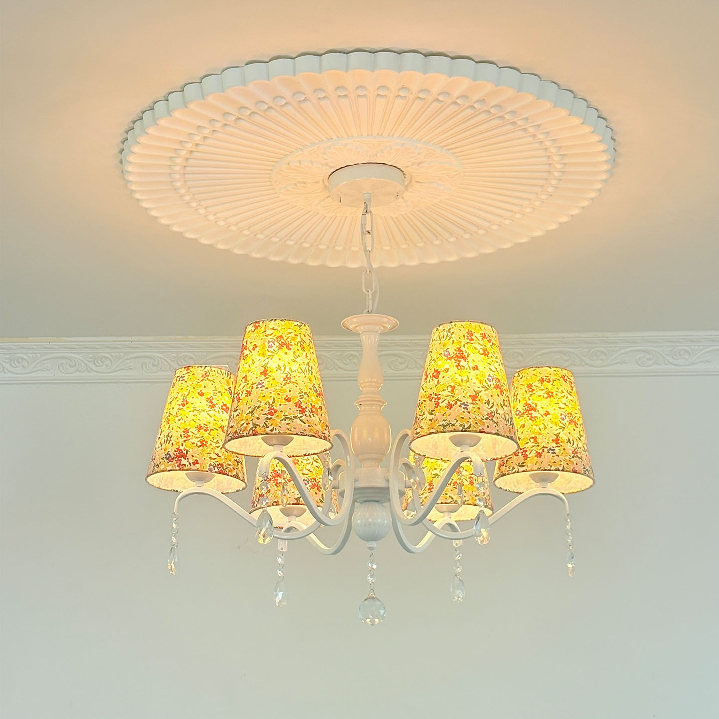 欧式田园风主卧儿童房水晶吊灯