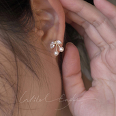 小樱桃耳钉 天然珍珠皓石不过敏褪色个性 精致高级气质耳饰荒野鹰