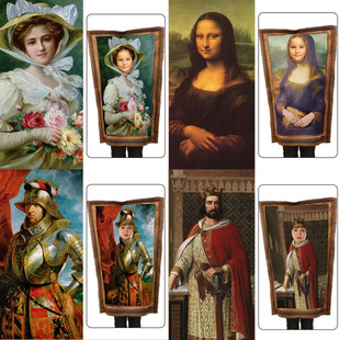 名画壁画~万圣节cos服装蒙娜丽莎的微笑搞笑抽象搞怪恶搞成人男女