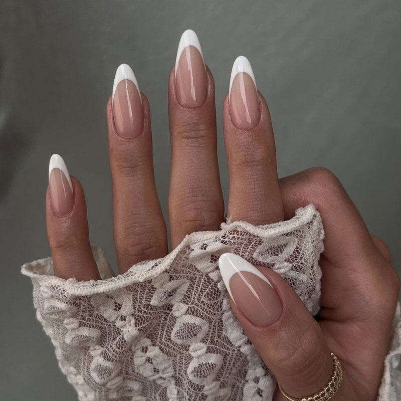 杏仁法式尖头俄式假指甲