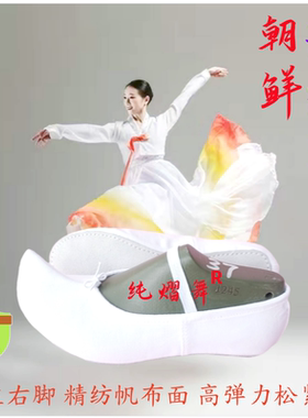 分左右脚新款朝鲜族舞蹈鞋勾勾鞋古典白色室内练功鞋软底鞋平底鞋