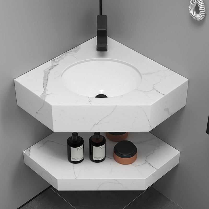 三角形洗手盆柜组合转角岩板洗脸盆角落洗手台盆定制墙角浴室柜,家装主材,挂墙式洗脸盆,淘宝优惠券,粉丝福利购,淘宝优惠卷